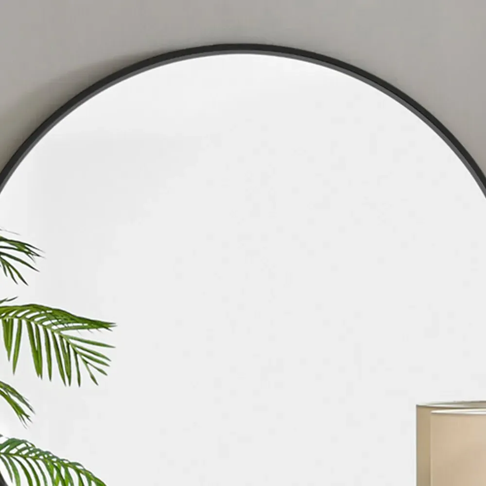 Emma Round Wall Mirror - Black, Metal