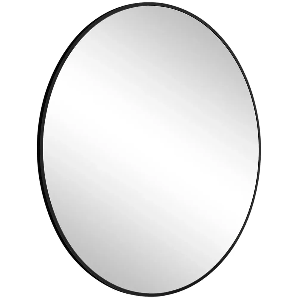 Emma Round Wall Mirror - Black, Metal image