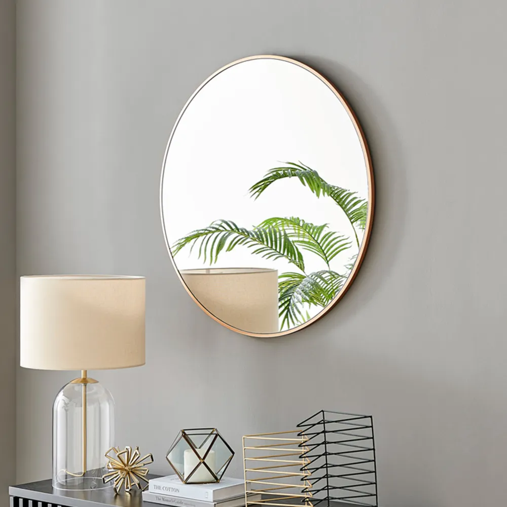 Emma Round Wall Mirror - Gold, Metal
