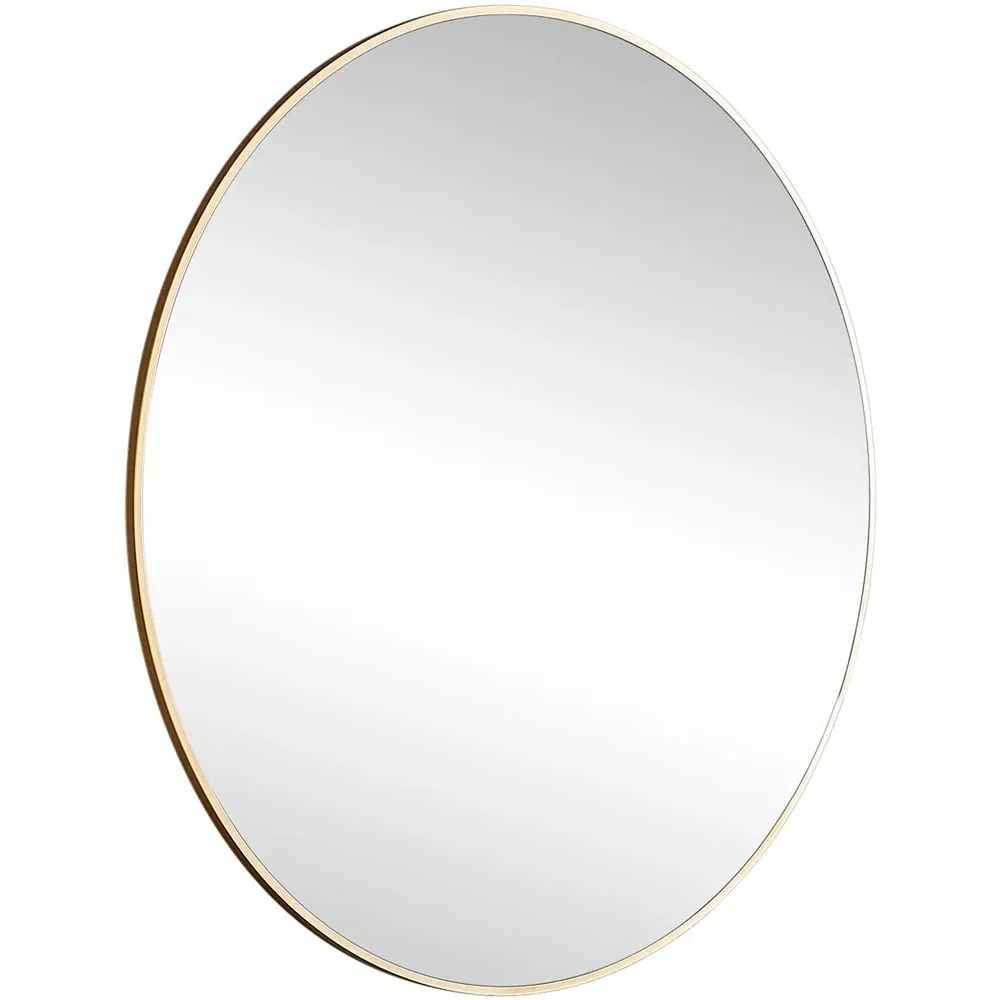 Emma Round Wall Mirror - Gold, Metal
