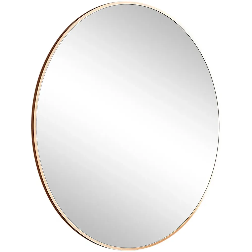 Emma Round Wall Mirror - Gold, Metal