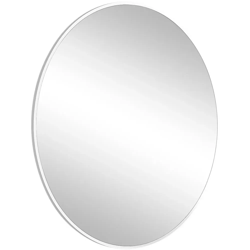 Emma Round Wall Mirror - White, Metal