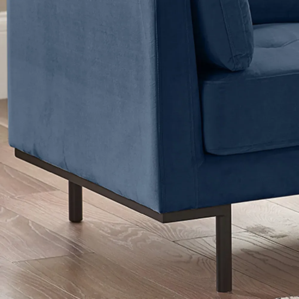 Eva 2-Seater Sofa - Blue, Velvet