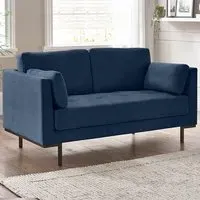 Eva 2-Seater Sofa - Blue, Velvet