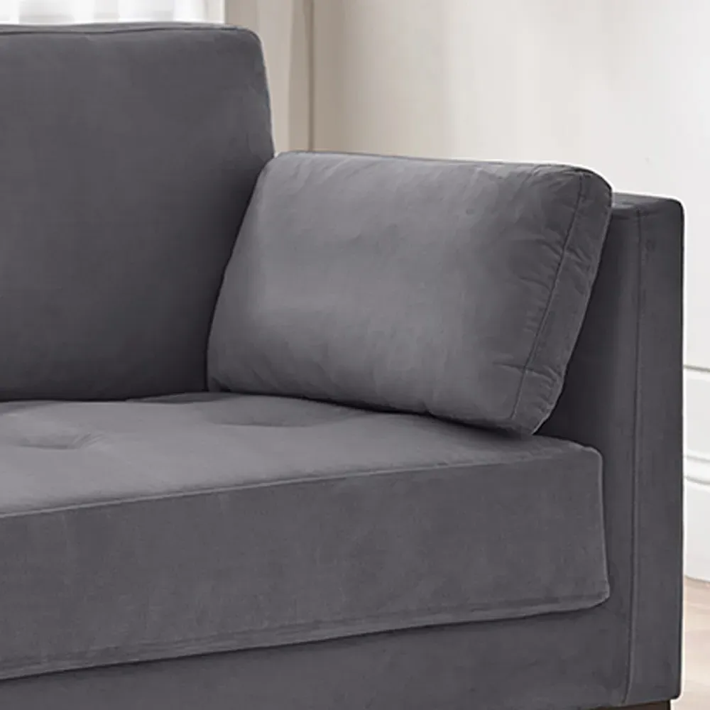 Eva 2-Seater Sofa - Grey, Velvet