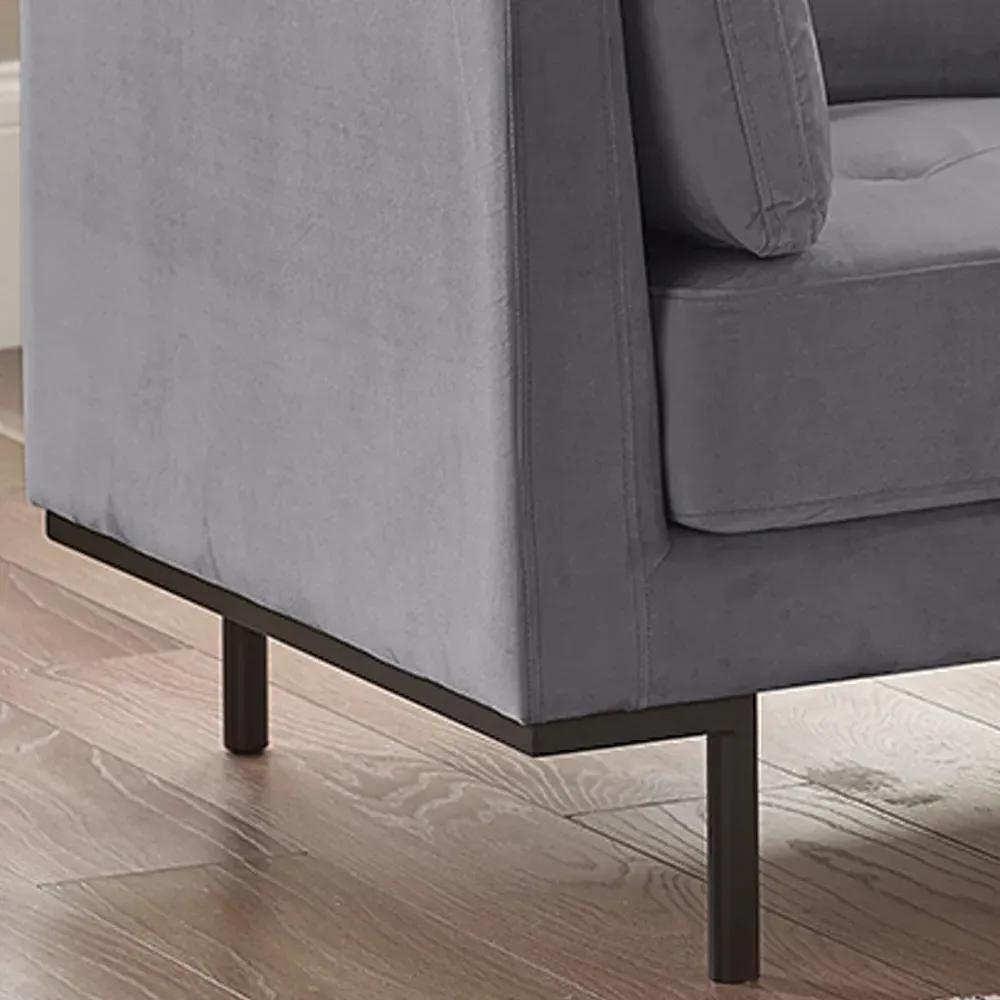 Eva 2-Seater Sofa - Grey, Velvet