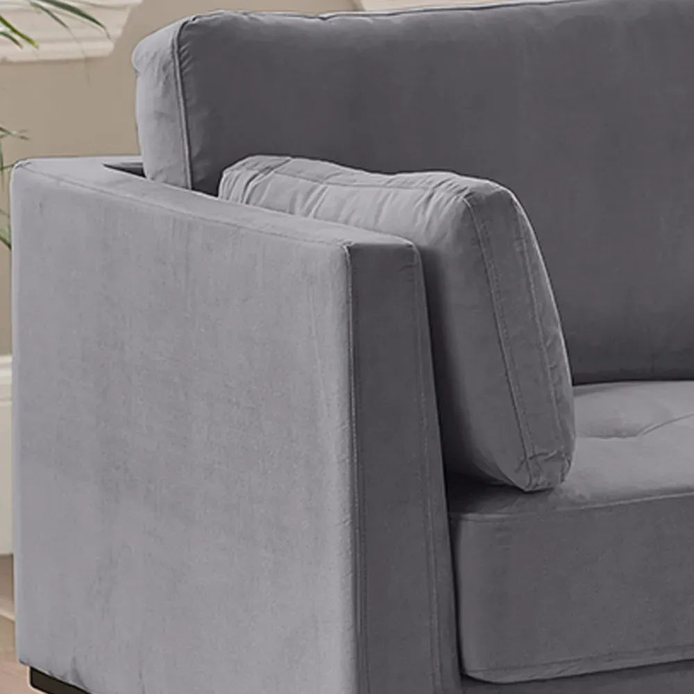 Eva 2-Seater Sofa - Grey, Velvet