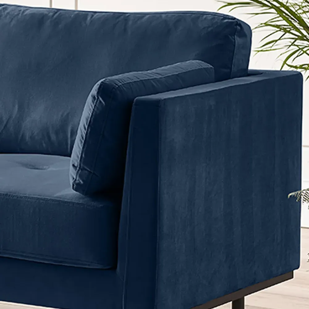 Eva 3-Seater Sofa - Blue, Velvet
