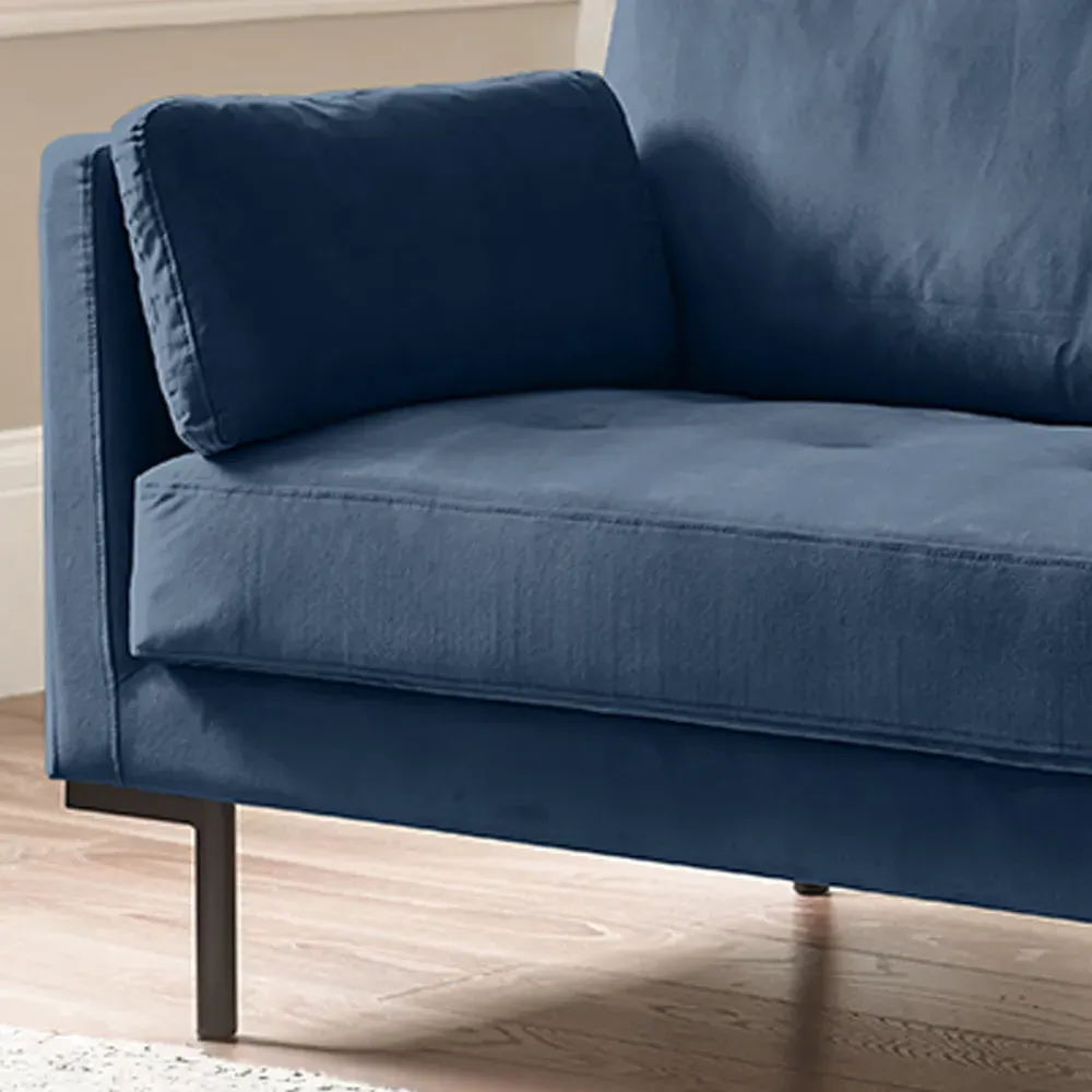 Eva 3-Seater Sofa - Blue, Velvet