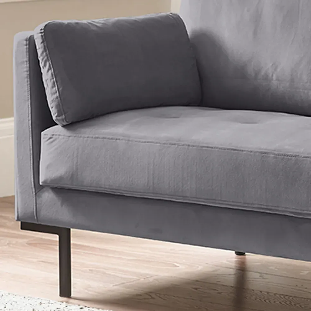 Eva 3-Seater Sofa - Grey, Velvet