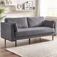 Eva 3-Seater Sofa - Grey, Velvet