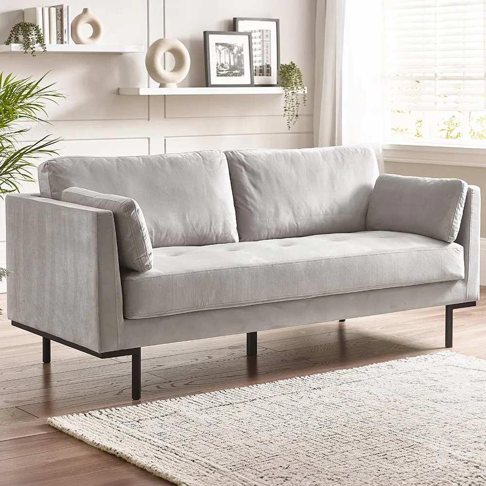 Eva 3-Seater Sofa - Taupe, Velvet