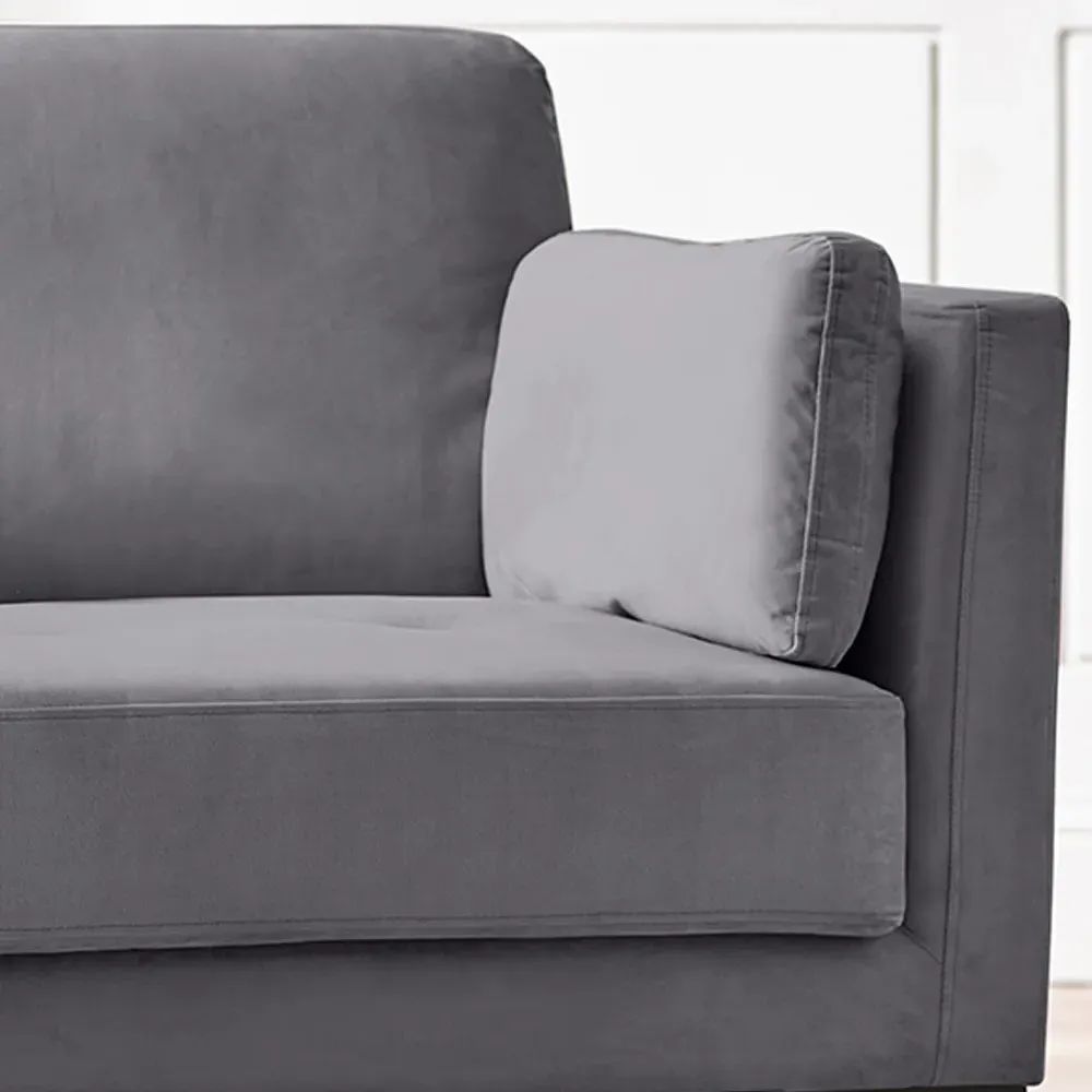 Eva Single Arm Chair - Grey, Velvet