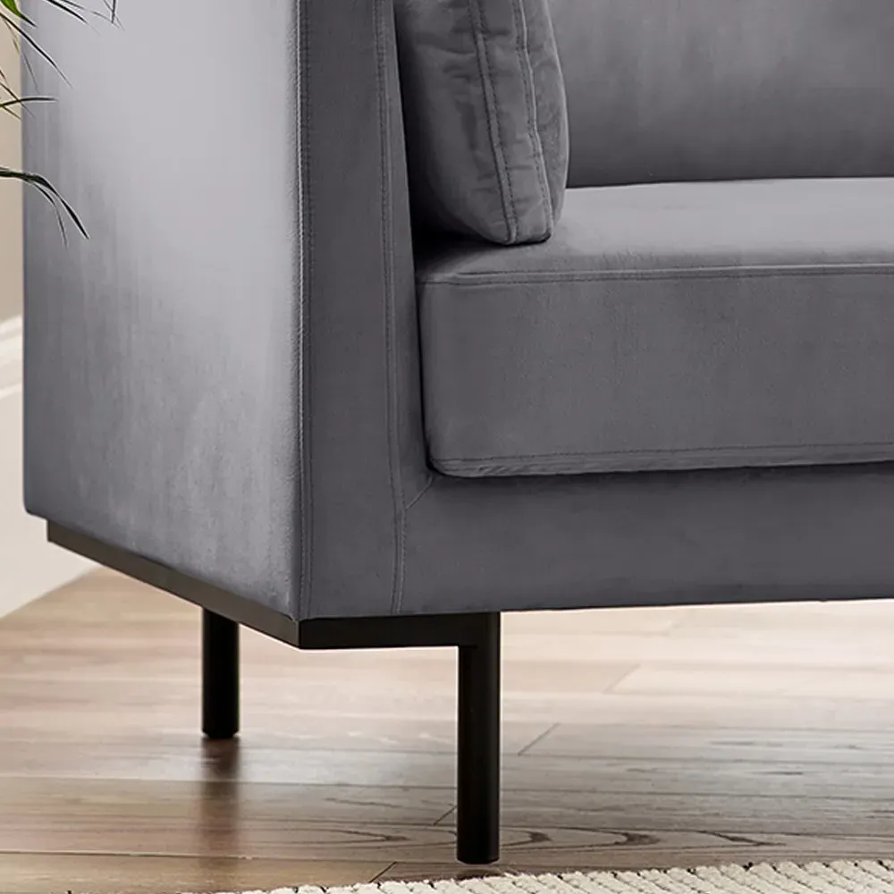 Eva Single Arm Chair - Grey, Velvet