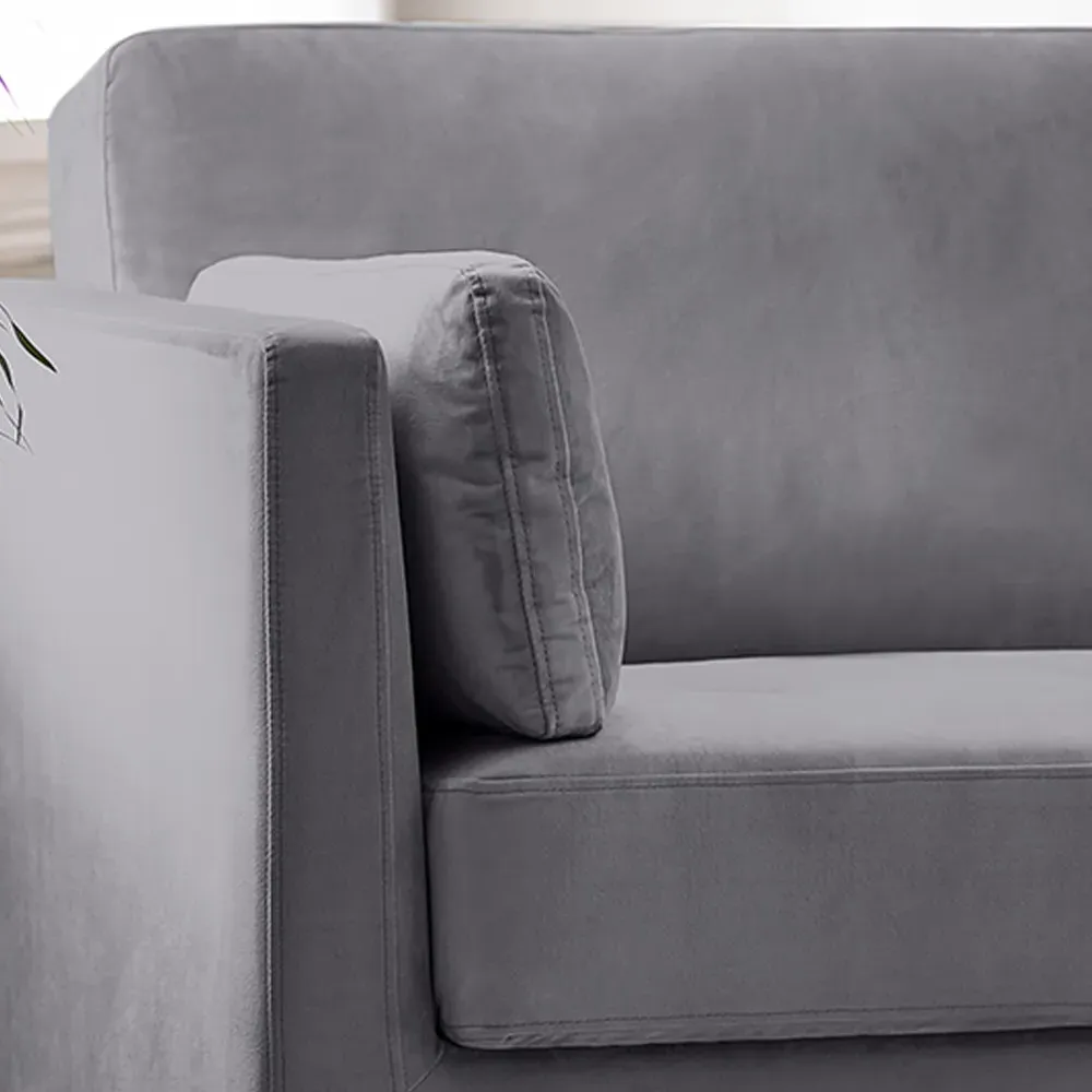 Eva Single Arm Chair - Grey, Velvet