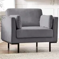 Eva Single Arm Chair - Grey, Velvet