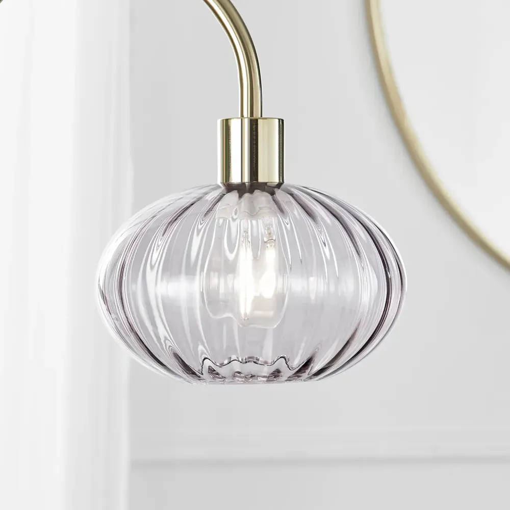 Evelyn Floor Lamp - Smoked Glass, White Marble