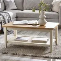 Ezra Coffee Table with Storage - Cream, Oak Veneer
