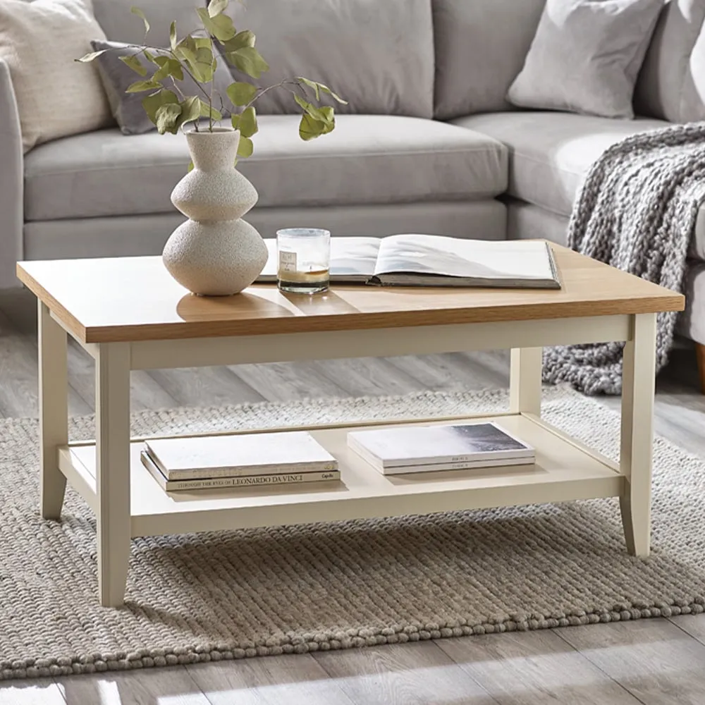 Ezra Coffee Table with Storage - Cream, Oak Veneer image
