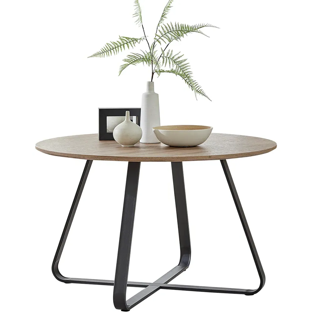 Fira 4-Seater Round Dining Table - Brown, Wood Effect