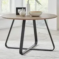 Fira 4-Seater Round Dining Table - Brown, Wood Effect