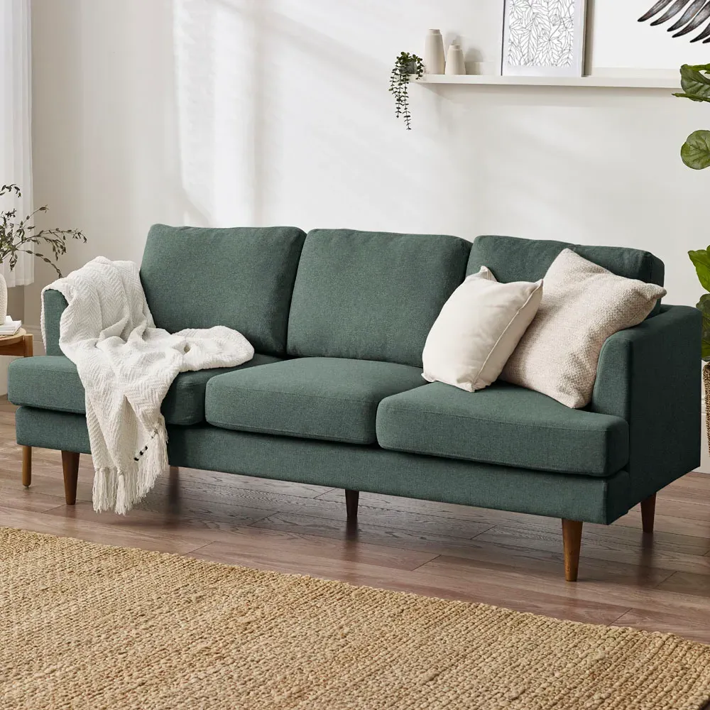 Flora 3-Seater Sofa - Green, Recycled Polyester