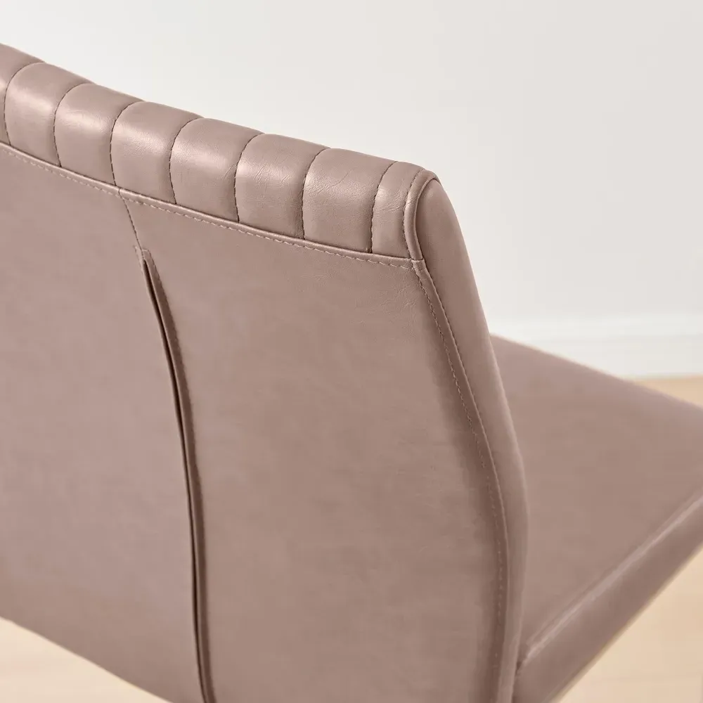 Fontana Lorenzo Bar Chair Set of 2 - Beige, Faux Leather