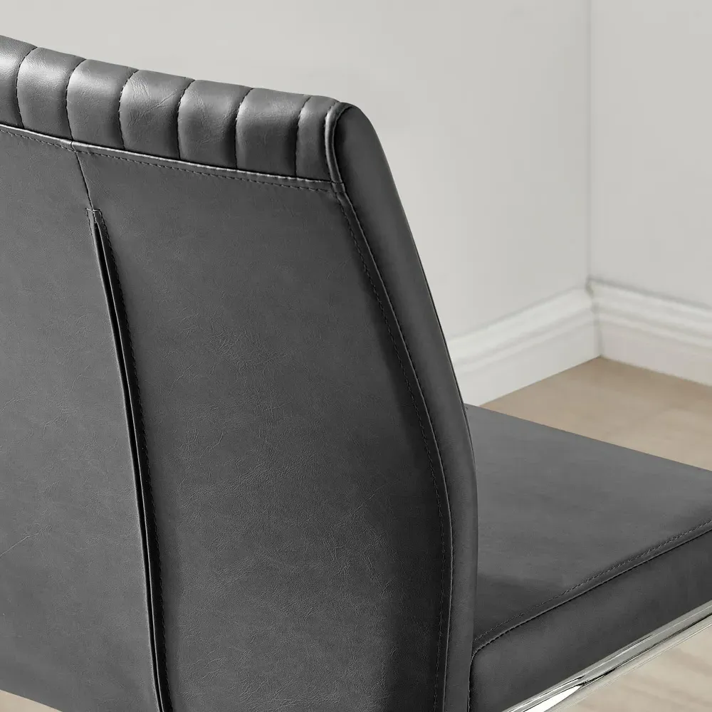 Fontana Lorenzo Bar Chair Set of 2 - Black, Faux Leather