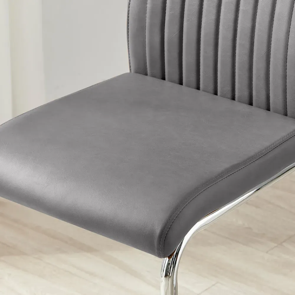 Fontana Lorenzo Bar Chair Set of 2 - Grey, Faux Leather