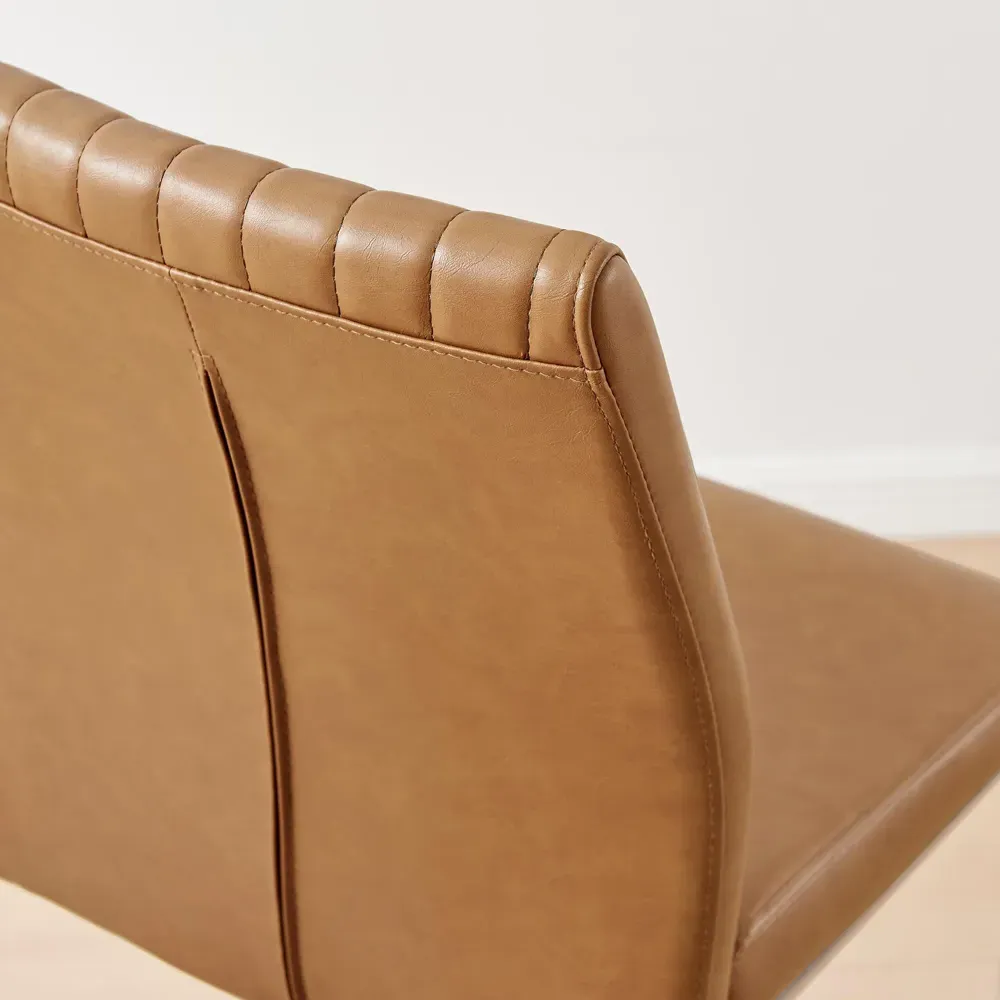 Fontana Lorenzo Bar Chair Set of 2 - Tan, Faux Leather