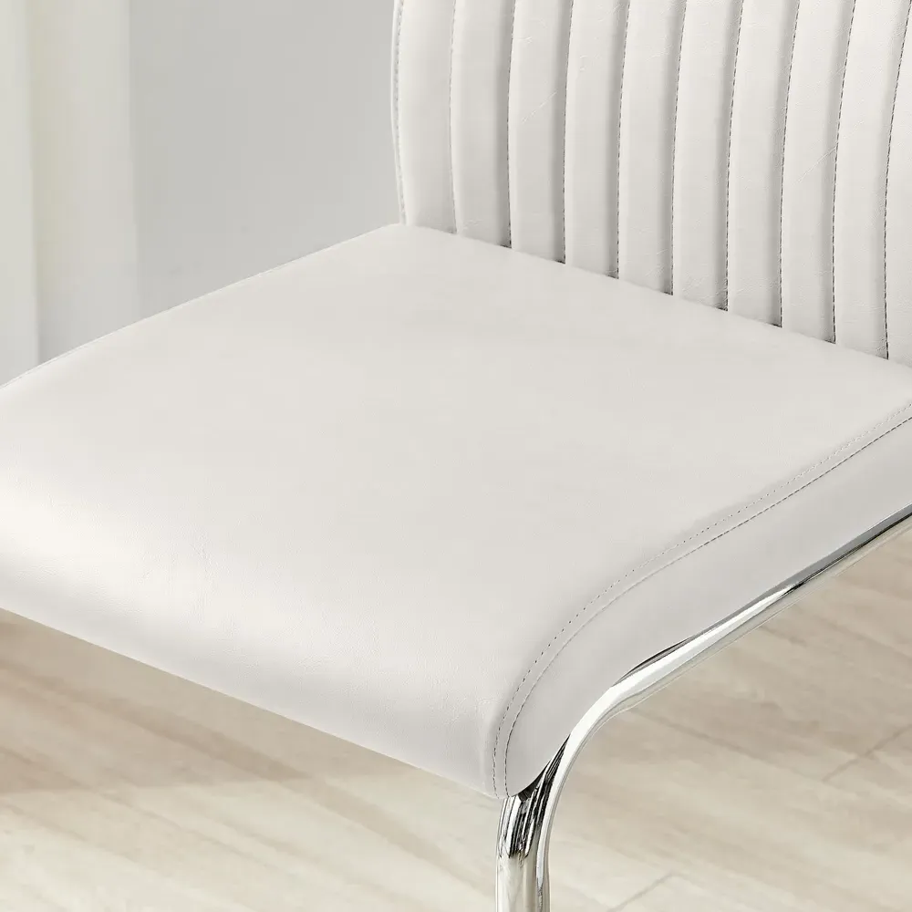 Fontana Lorenzo Bar Chair Set of 2 - White, Faux Leather