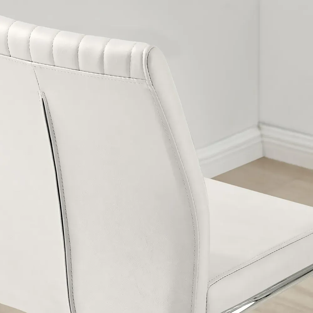 Fontana Lorenzo Bar Chair Set of 2 - White, Faux Leather
