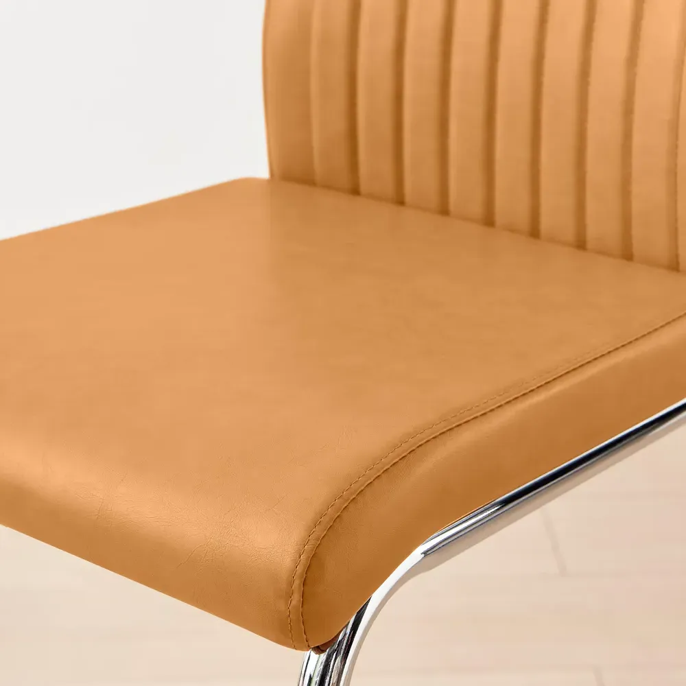 Fontana Lorenzo Bar Chair Set of 2 - Yellow, Faux Leather