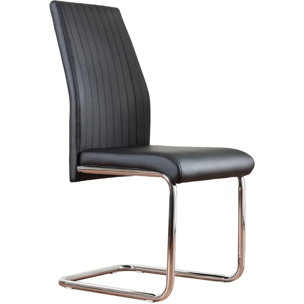 Fontana Set of 2 Dining Chairs - Black, Faux Leather