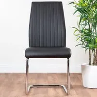 Fontana Set of 2 Dining Chairs - Black, Faux Leather