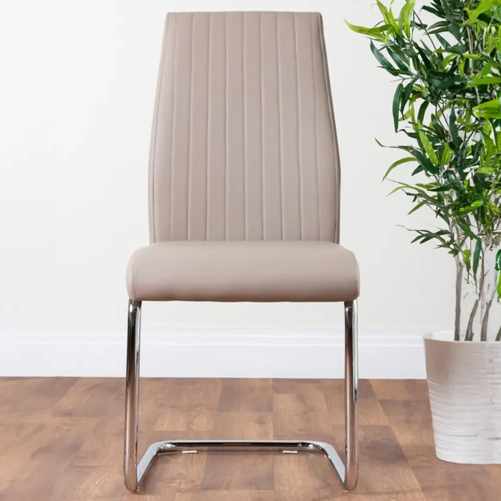 Fontana Set of 2 Dining Chairs - Brown, Faux Leather