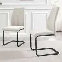 Fontana Set of 2 Dining Chairs - Cream, Polyester