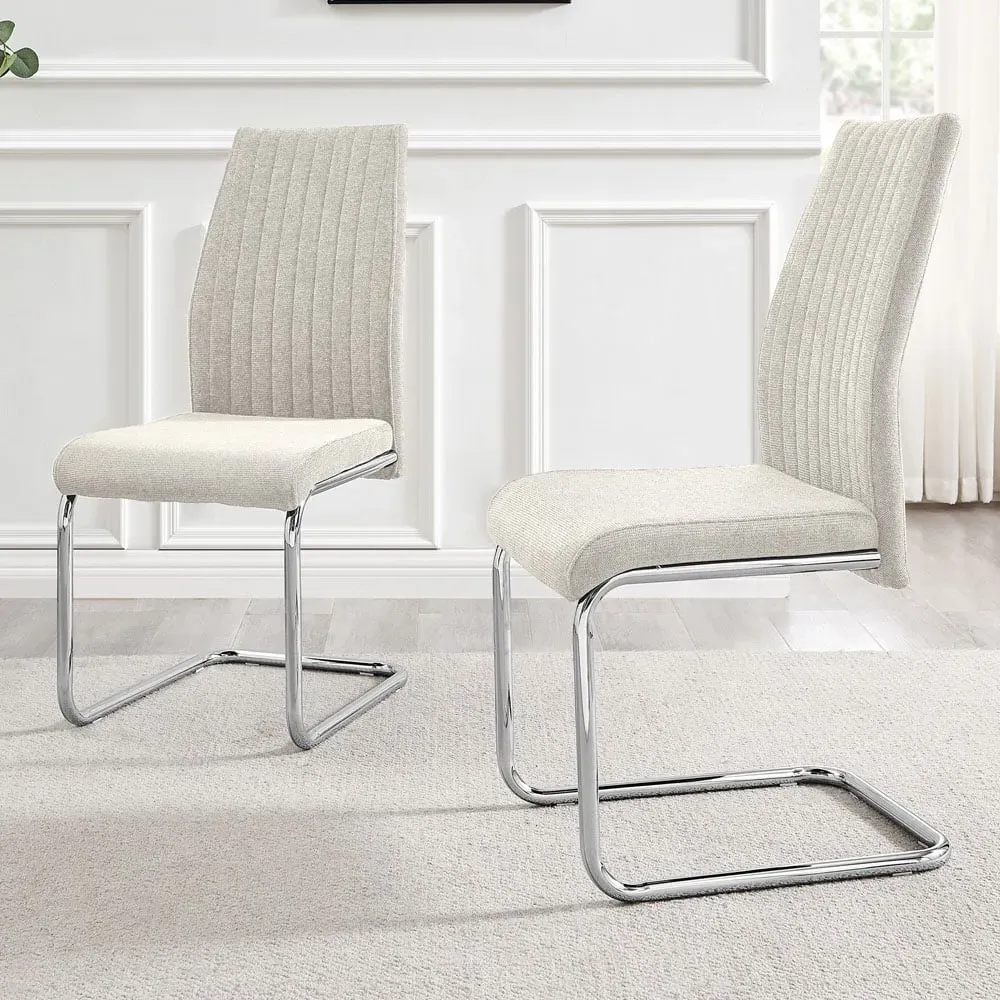 Fontana Set of 2 Dining Chairs - Cream, Polyester
