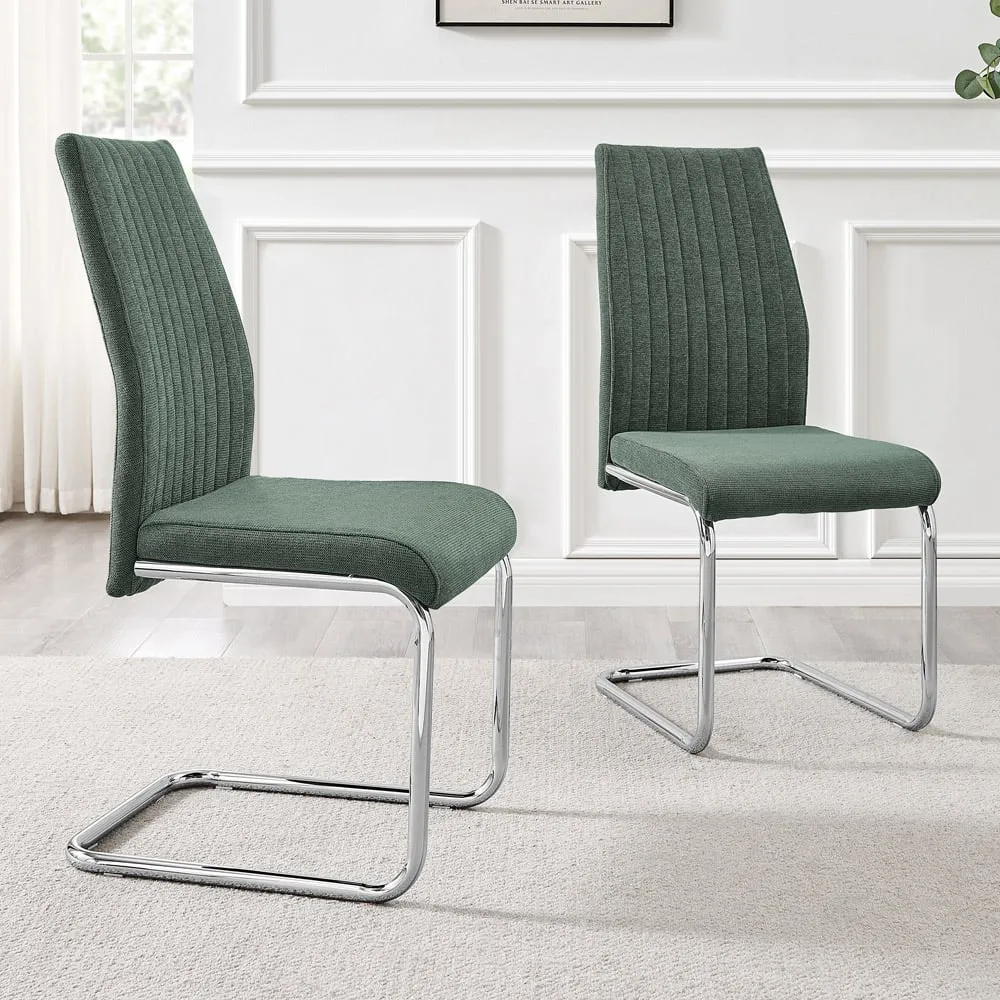 Fontana Set of 2 Dining Chairs - Green, Polyester