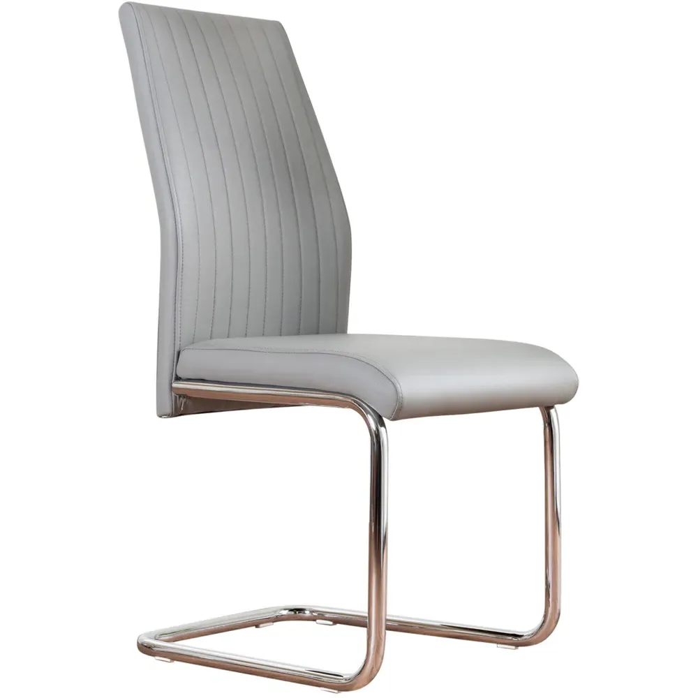 Fontana Set of 2 Dining Chairs - Grey, Faux Leather