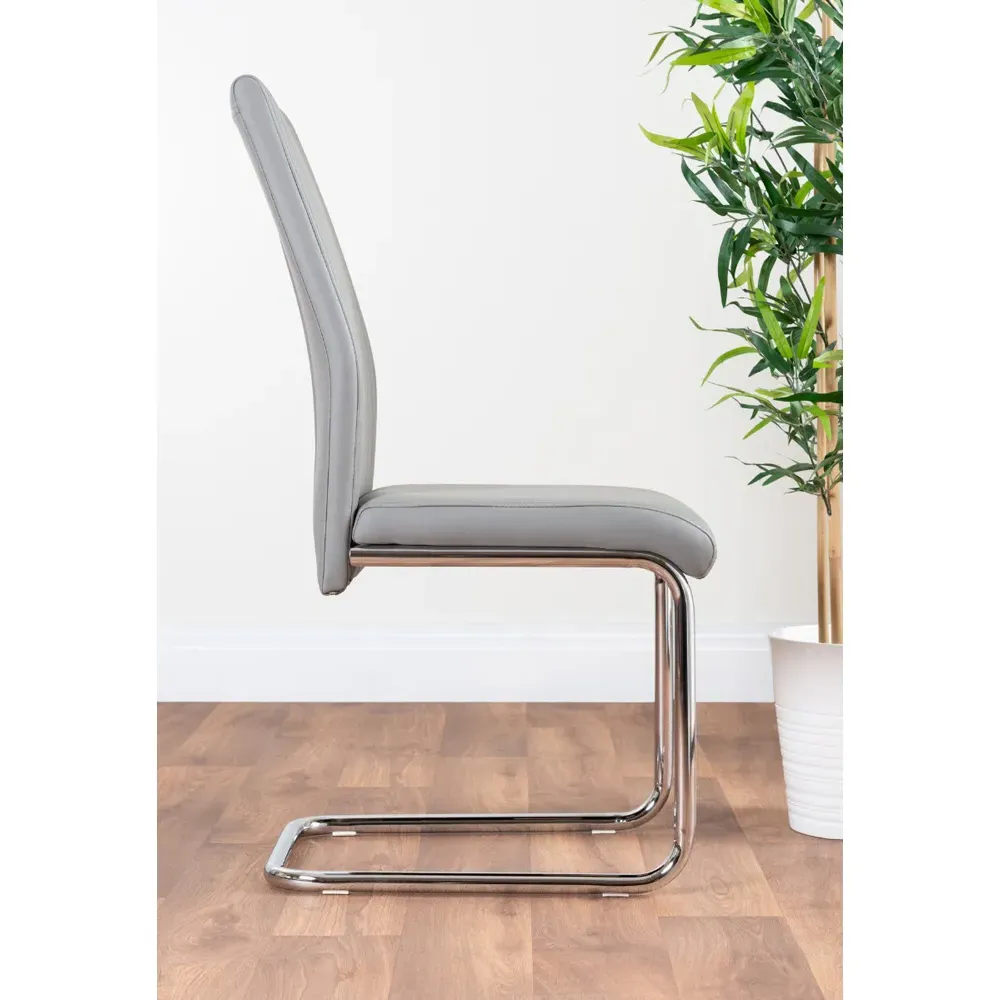 Fontana Set of 2 Dining Chairs - Grey, Faux Leather