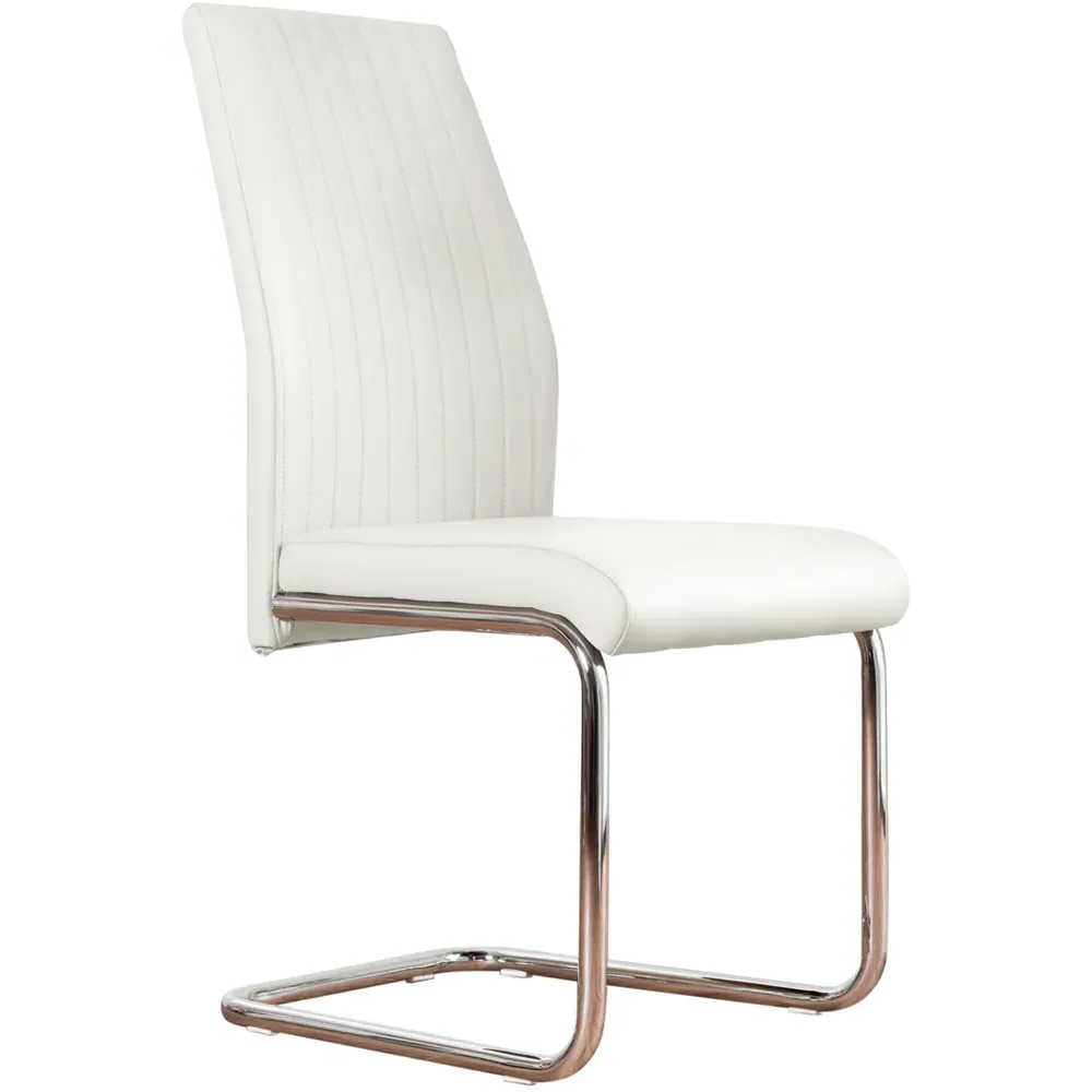 Fontana Set of 2 Dining Chairs - White, Faux Leather