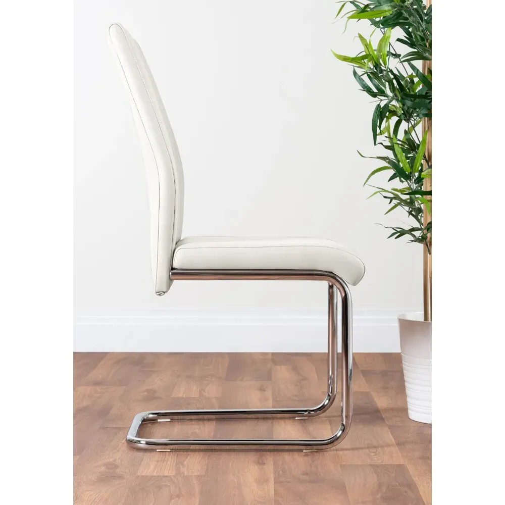 Fontana Set of 2 Dining Chairs - White, Faux Leather