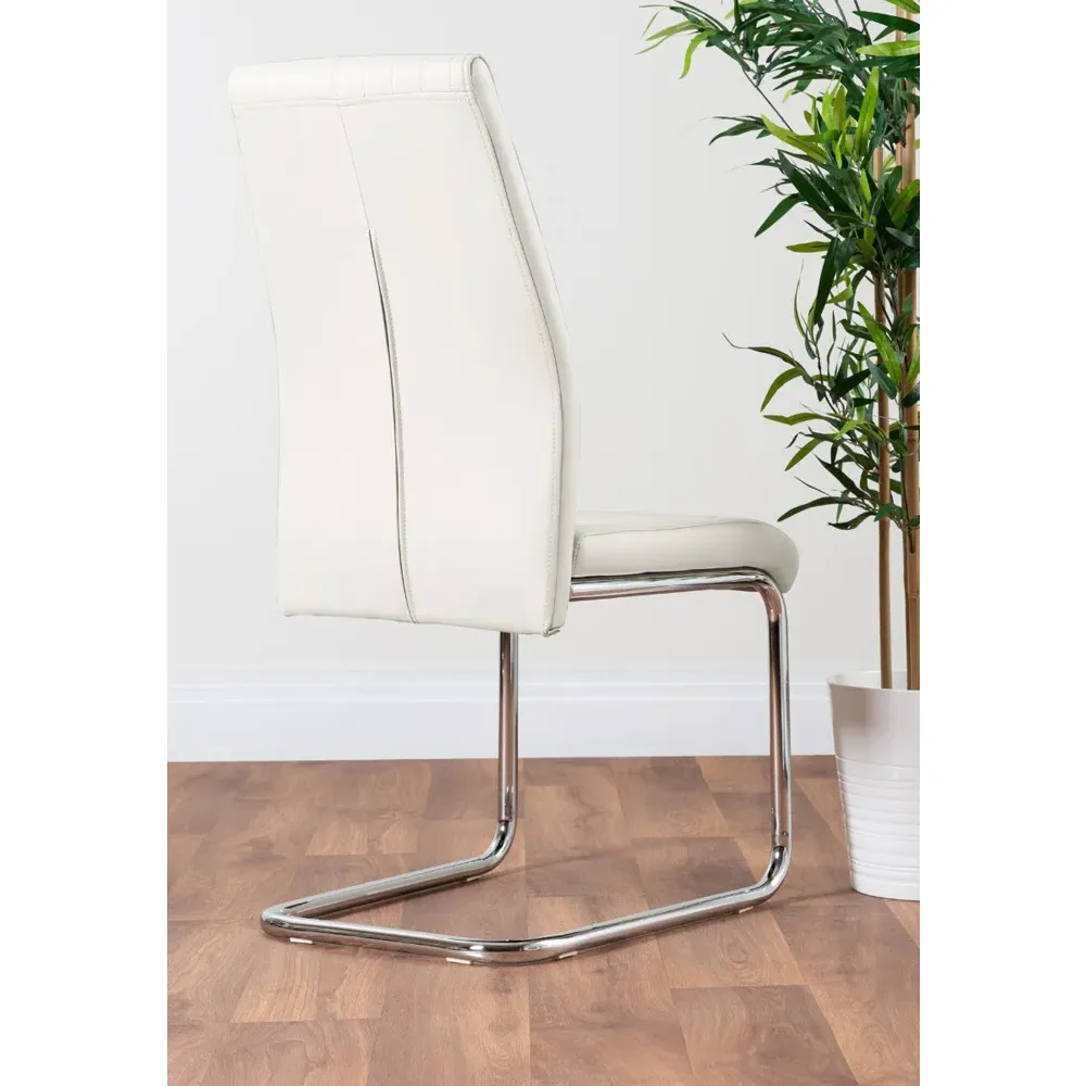 Fontana Set of 2 Dining Chairs - White, Faux Leather