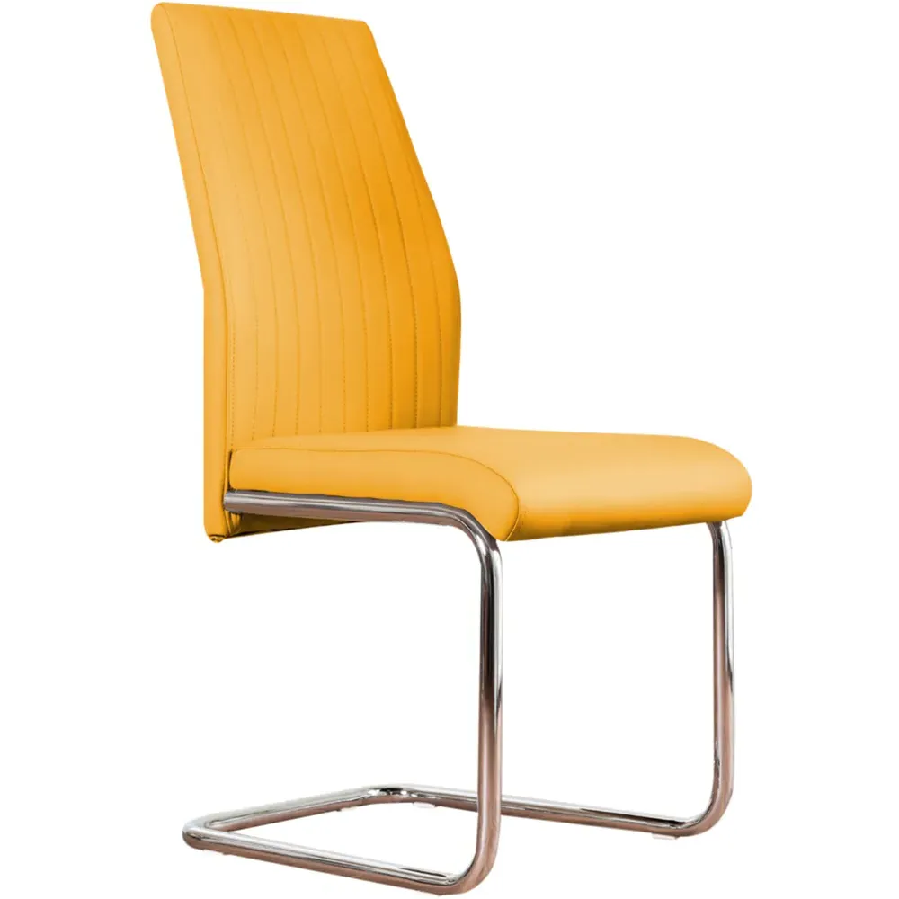 Fontana Set of 2 Dining Chairs - Yellow, Faux Leather