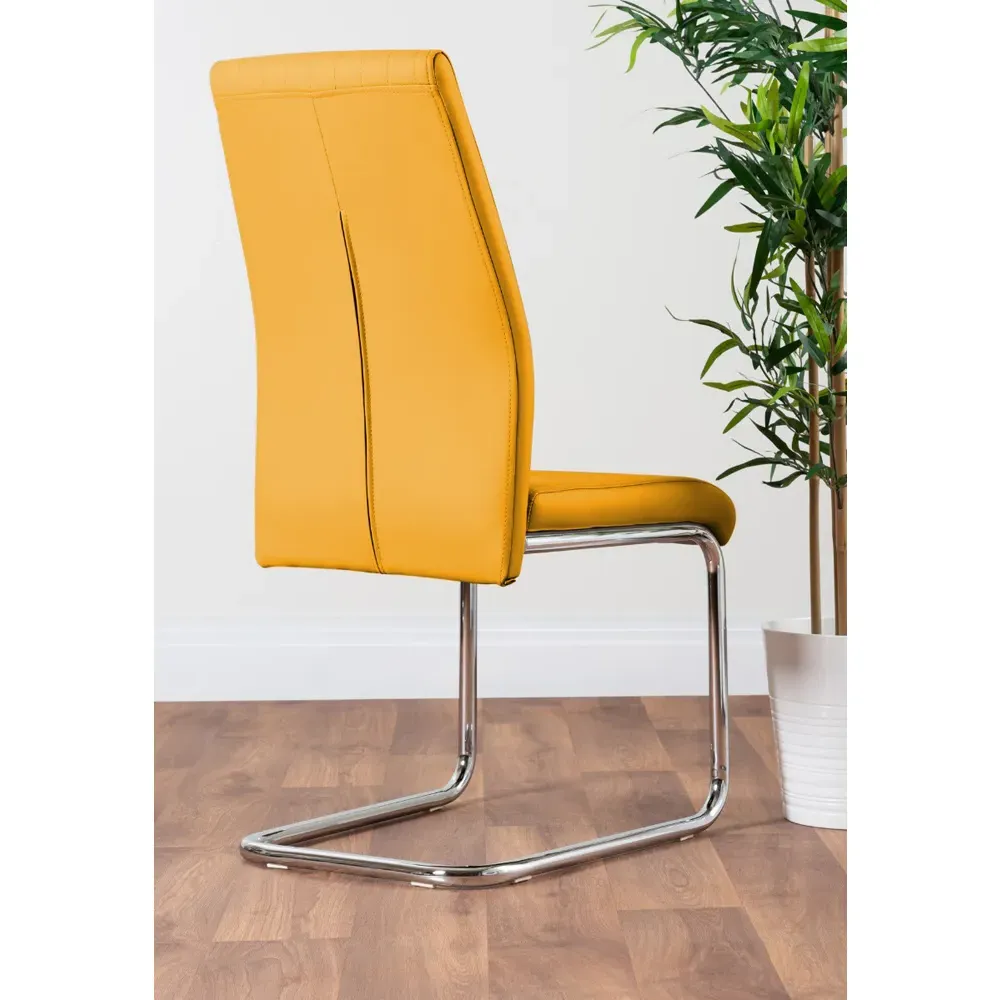 Fontana Set of 2 Dining Chairs - Yellow, Faux Leather