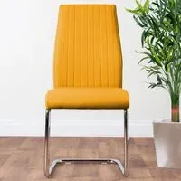 Fontana Set of 2 Dining Chairs - Yellow, Faux Leather