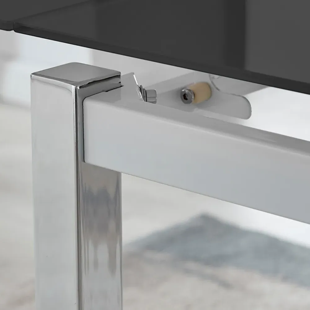 Fonti 6-Seater Extending Dining Table - Black, Glass