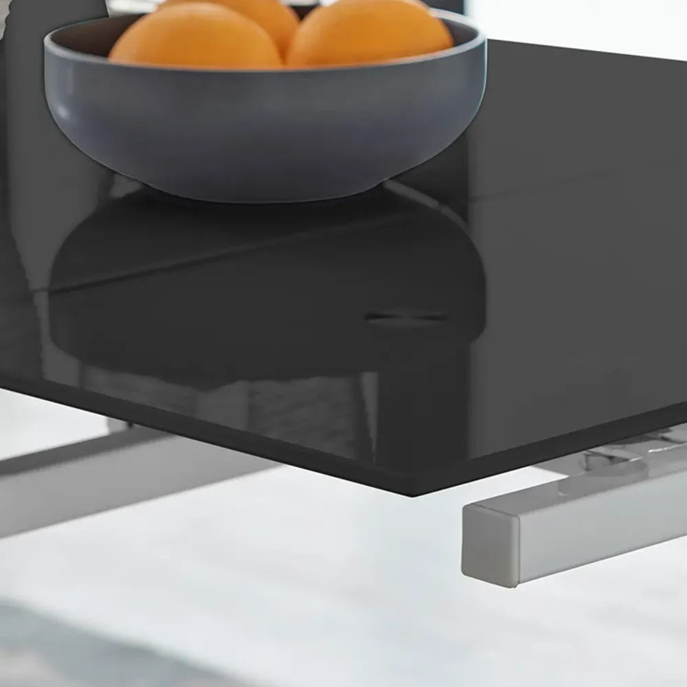 Fonti 6-Seater Extending Dining Table - Black, Glass