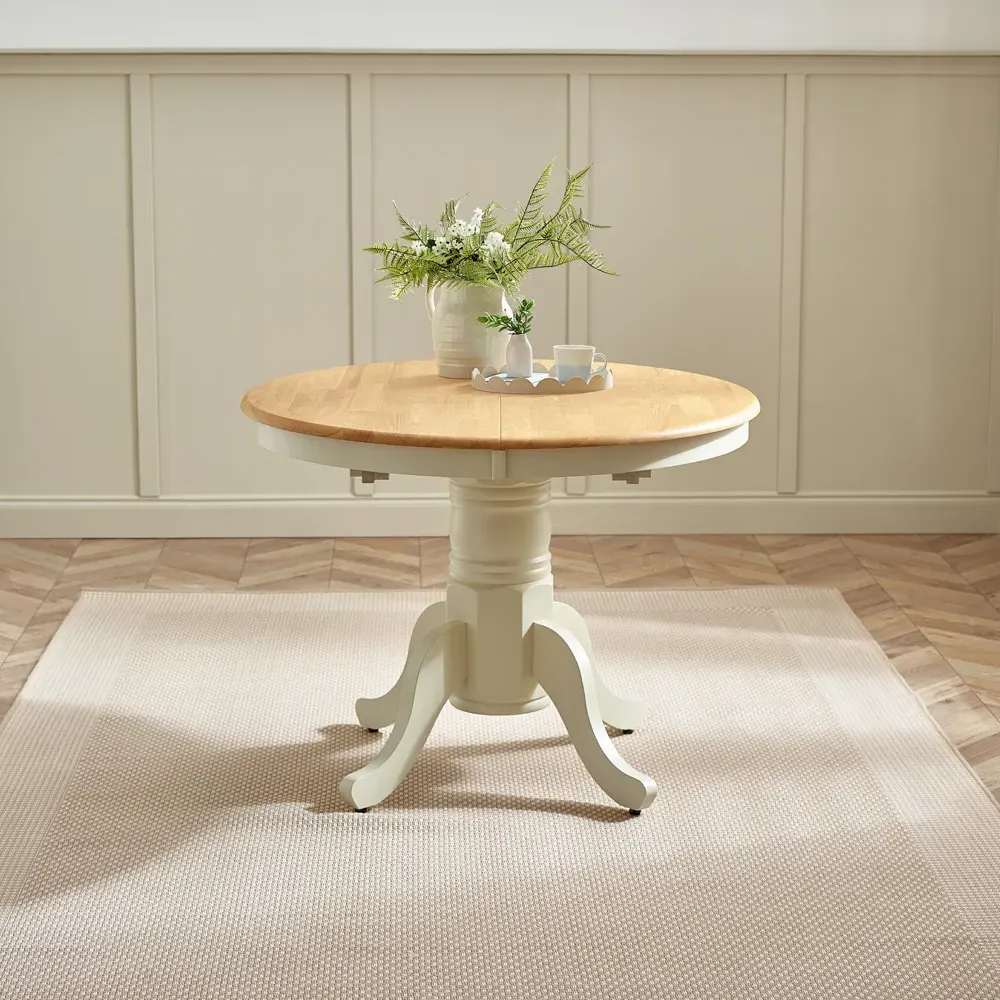 Fowey 6-Seater Extendable Dining Table - Cream, Oak